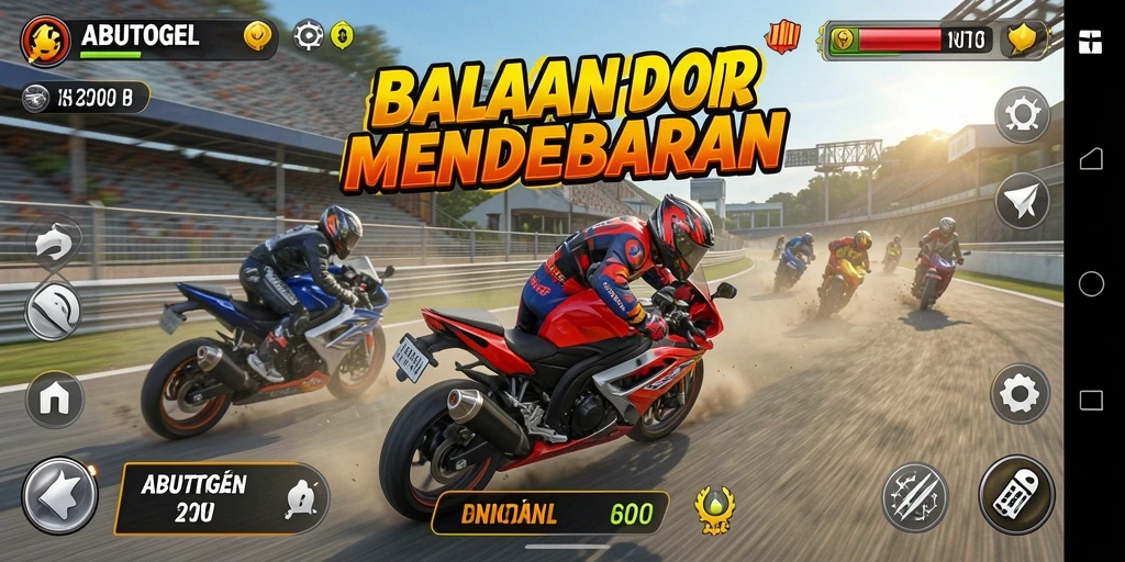 Screenshot gameplay ABUTOGEL menampilkan aksi balapan yang seru.