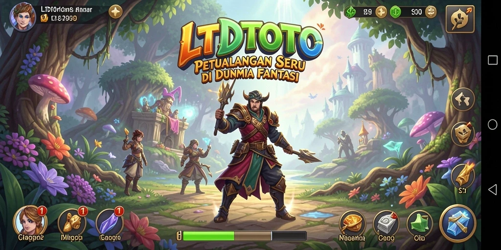 Screenshot menunjukkan karakter melawan monster di hutan mistis LTDTOTO.