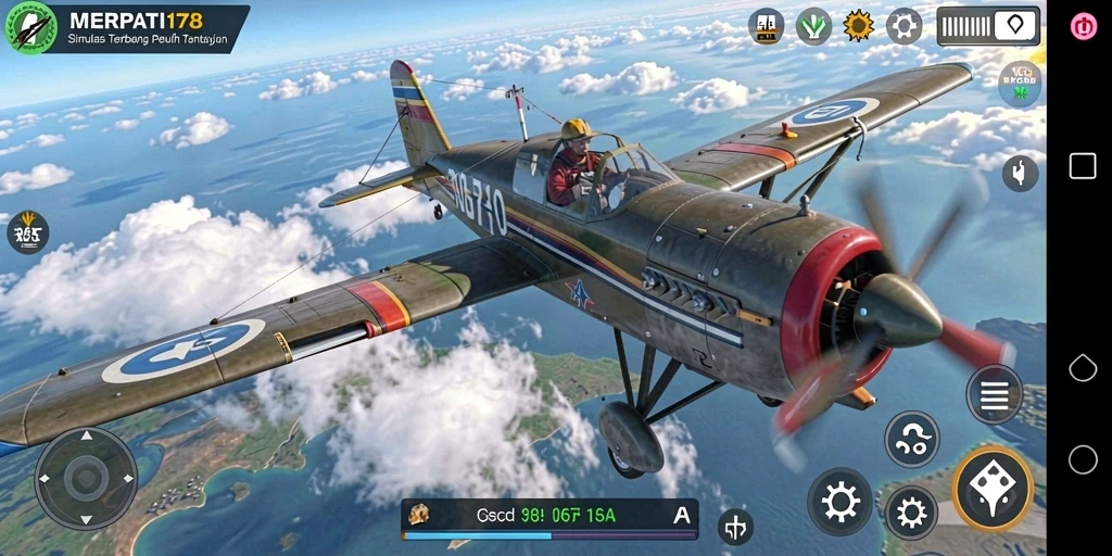 Tampilan gameplay MERPATI178 dengan burung merpati terbang di langit.