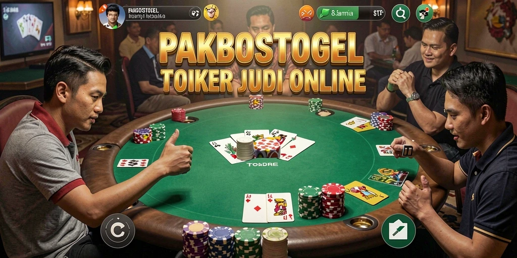 Screenshot gameplay PAKBOSTOGEL menampilkan aksi seru permainan poker.