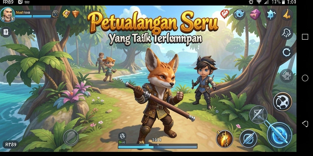 Tangkapan layar gameplay RR89 yang menunjukkan aksi petualangan yang mendebarkan.